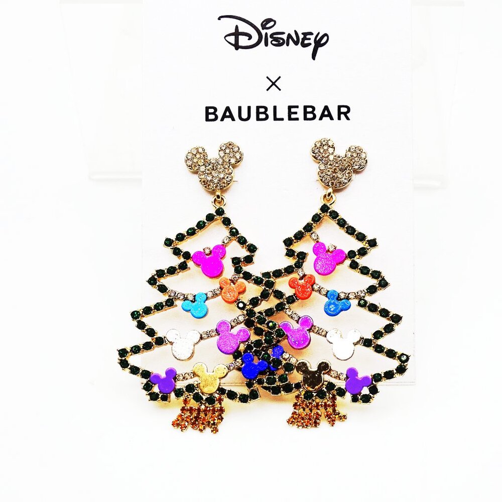 BAUBLEBAR Christmas Tree Gold Plated & Multicolor Crystals Dangle Earrings - Picture 6 of 6